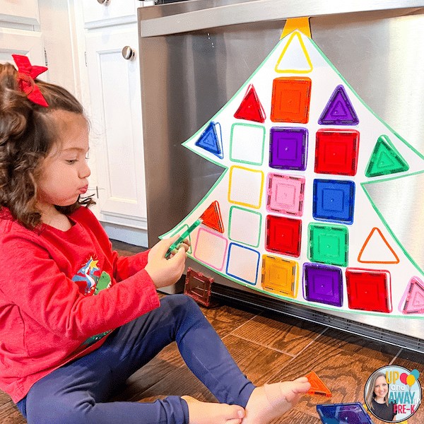GENIUS Pre-K Christmas Math Activity: Magnetic Tile Tree 